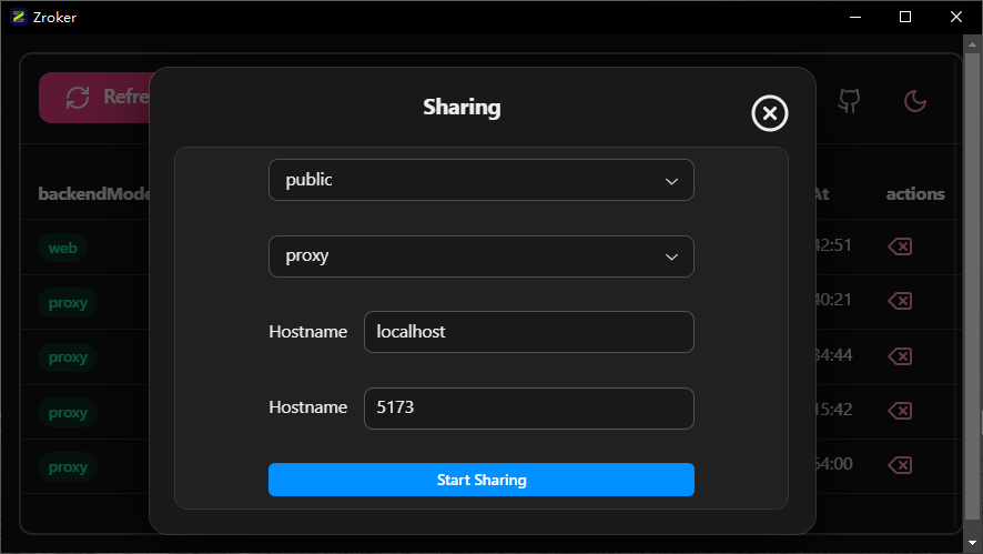 overview sharing dialog